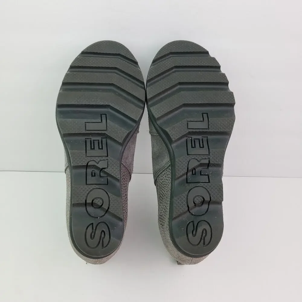 Sorel Joan Of Arctic Girls Size 3Y Gray Suede Hidden Wedge Chelsea Booties Boots